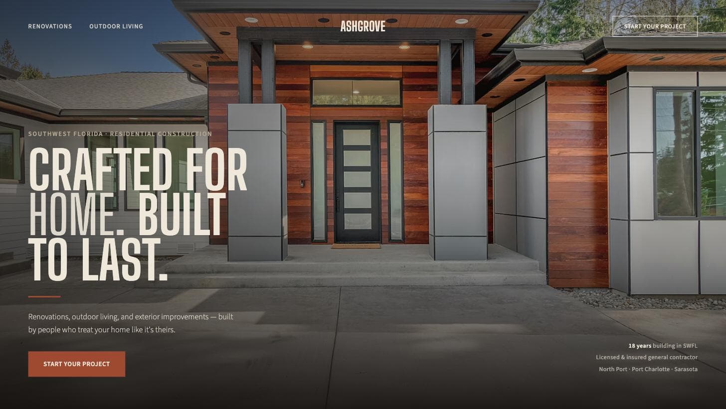 Ashgrove Home Co. — homepage hero
